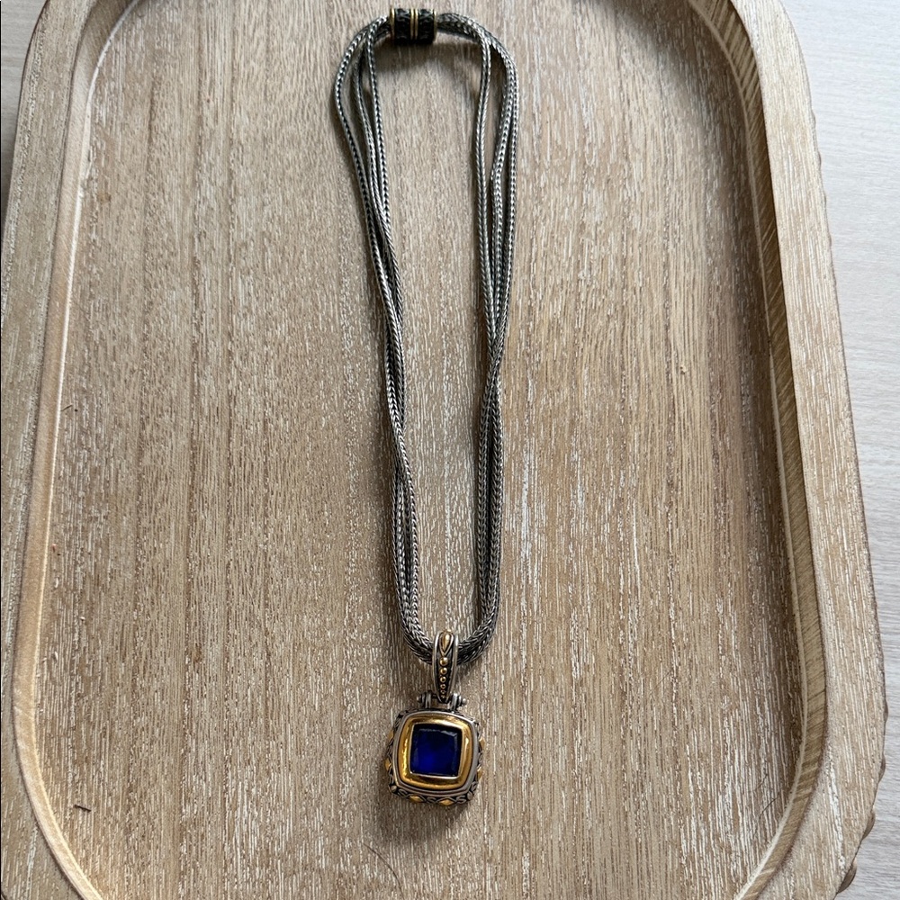 Silver Necklace with Blue Pendant - Picture 2 of 5